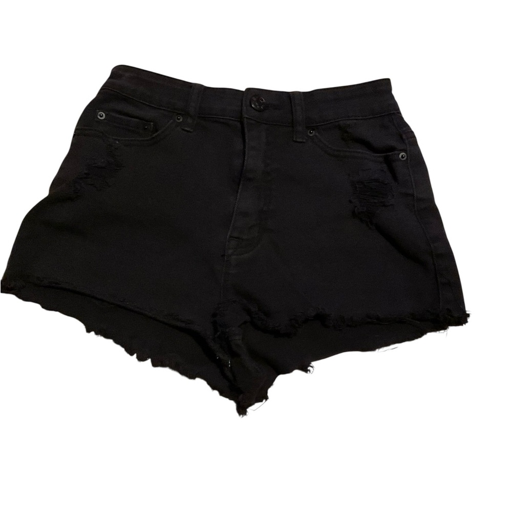 BDG Black Jorts Distressed Frayed Hem micro mini high‎ rise cheeky